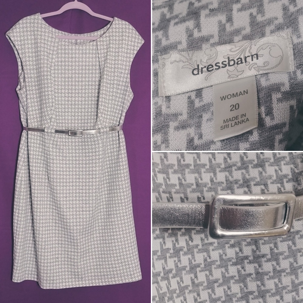Grey/White Houndstooth Sleeveless Pencil Dress